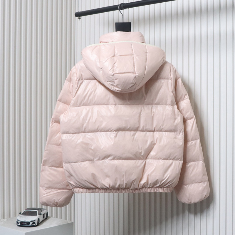 Andro Removable Hooded Short Shiny Down Jacket Pink